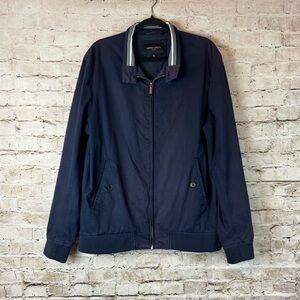 Galeries Lafayette Paris Men's XL Navy Blue Jacket Pockets Cotton Polyester